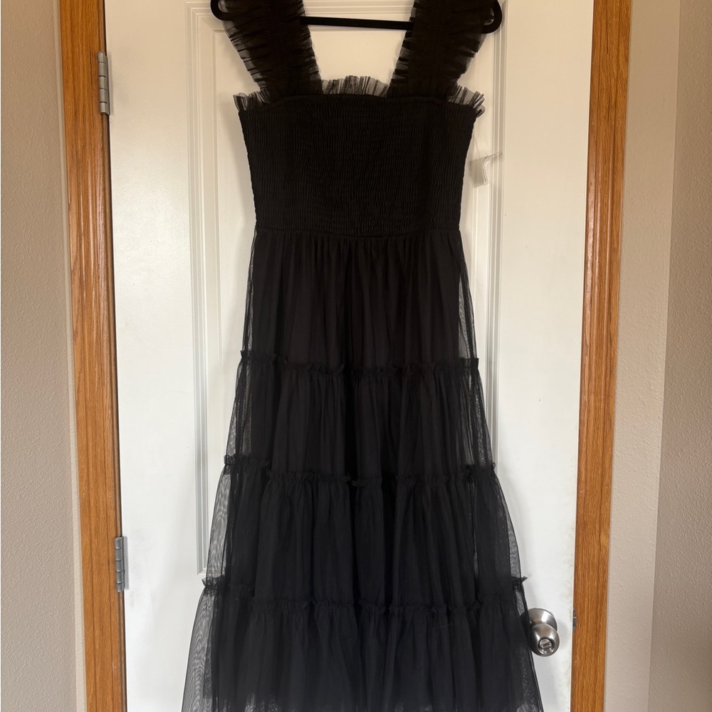 Baltic Born Black Tulle Tiered Dress M
